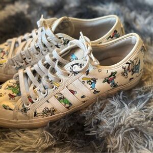 Adidas White Cartoon Goofy Character Sneakers